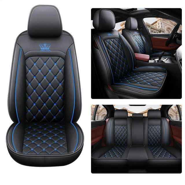 Maidao Car Seat Covers for Genesis for Electric GV70 2017-Present 5 Seats Leather Waterproof Front Rear Cushion Protector Full Set Black and Blue