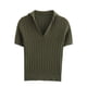 thumbnail image 2 of HH TRAF Verano Mujer Punto Cuello Vuelto Ombligo Descubierto Camiseta Mujer Elegante Chic Sólido Manga Corta Blusa Corta Mujer, 2 of 4