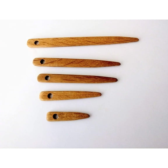 5 Pack Nalbinding/Multi-Purpose Needles Sizes 2,3,4,5 and 6 inches, Natural Oak Wood