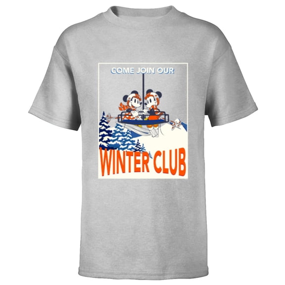 Disney Mickey & Minnie Mouse Skiing Join Our Winter Club Ski - Short Sleeve T-Shirt for Kids - Customized-Athletic Heather