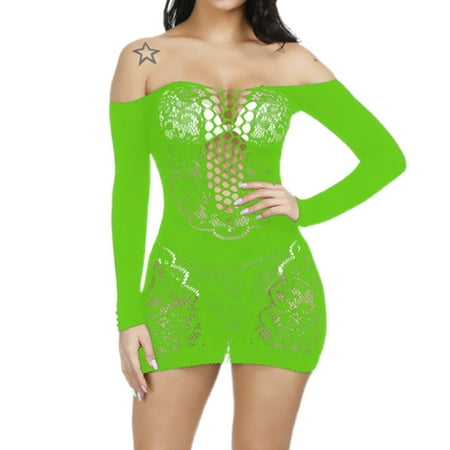 Yuhangmm Women s Sexy Strapless Bodycon Hollow Out Mesh Dress Sleeveless Mini Skirt Freaky Sexy Lingerie for Women