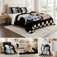 thumbnail image 6 of King Quilt Set 96''x106'', Chef Gnomes Lightweight Summer Bedspread Coverlet Set with 2 Pillow Shams, Black White Plaid Dessert Maker Cake Breathable All Season Quilt Bedding for Bedroom/Guest Room, 6 of 9