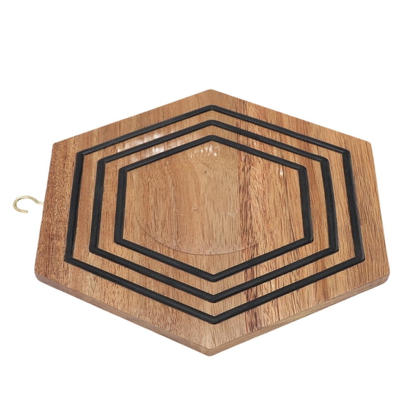BIMZUC Magnetic Hexagonal Wooden Trivet – Heat‑Resistant Pot Cushion with Non‑Slip Silicone, 6‑Sided, 8.54"x7.43"