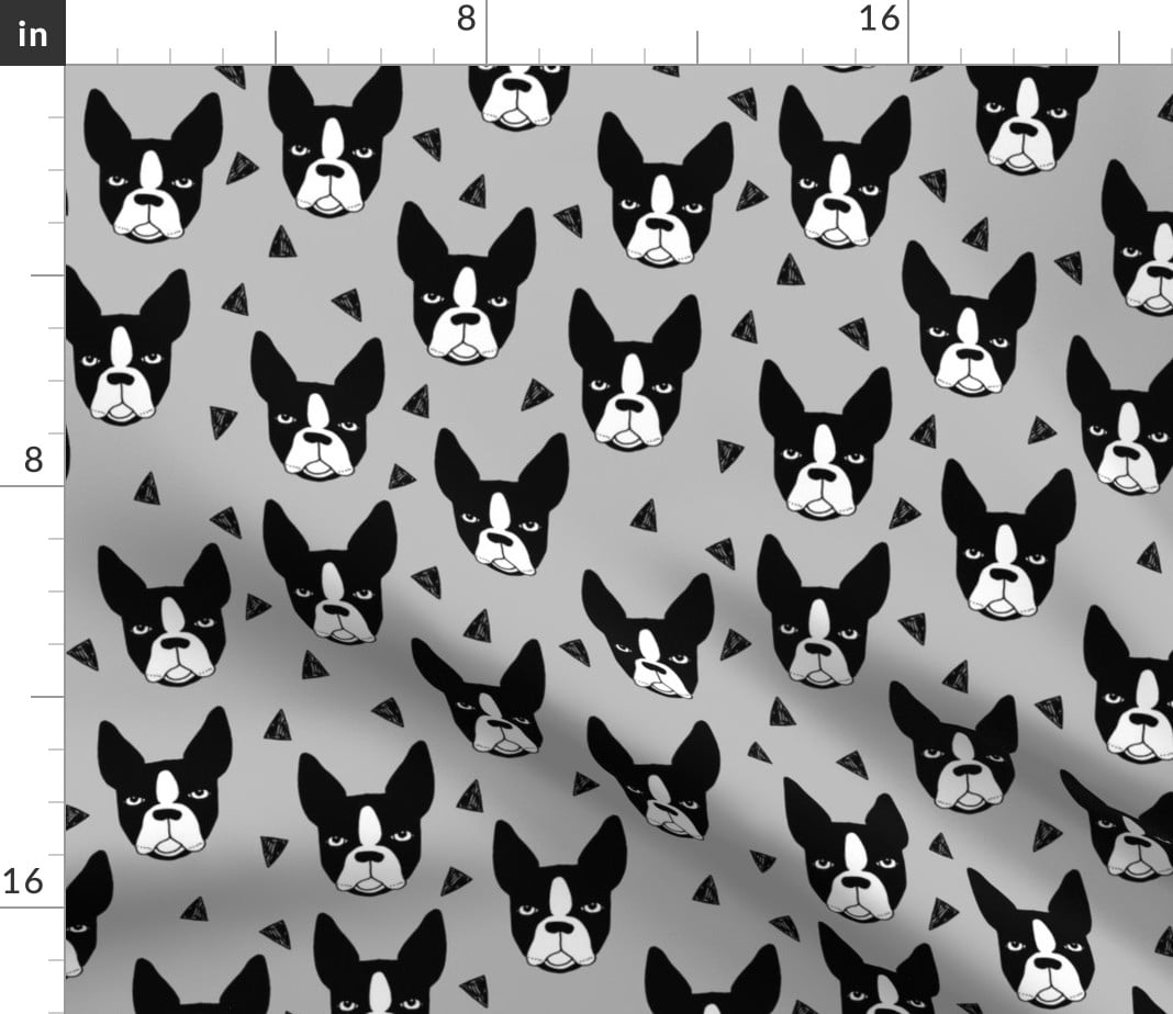 Boston Terriers Dog Dogs Cute Pet Dog Toys Print on Fabric by The Yard Eco Canvas for Durable Upholstery Home Decor Accessories Spoonflower Boston Terrier Fabric 