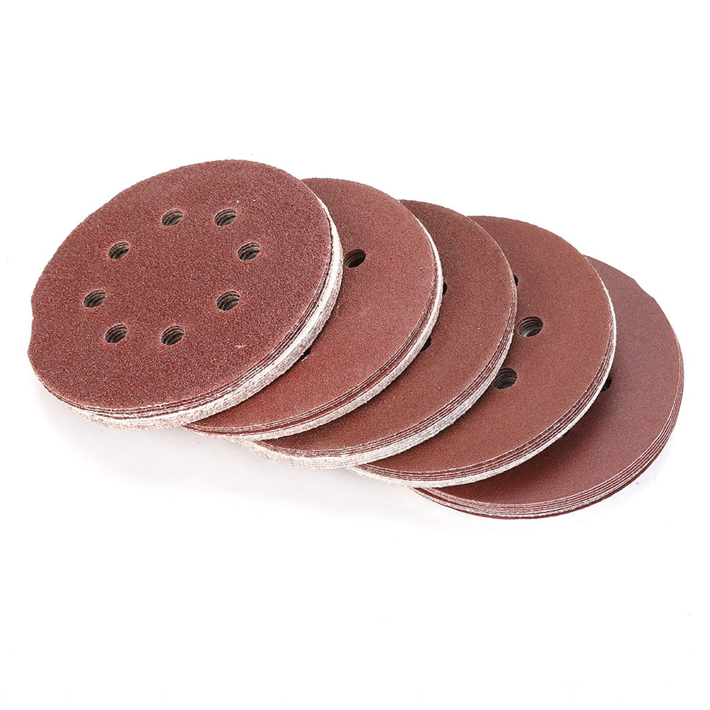 Mgaxyff 50PCS 125mm Round Shape Sanding Discs 40 60 80 120 240 Grit Sand Papers with 8 Holes