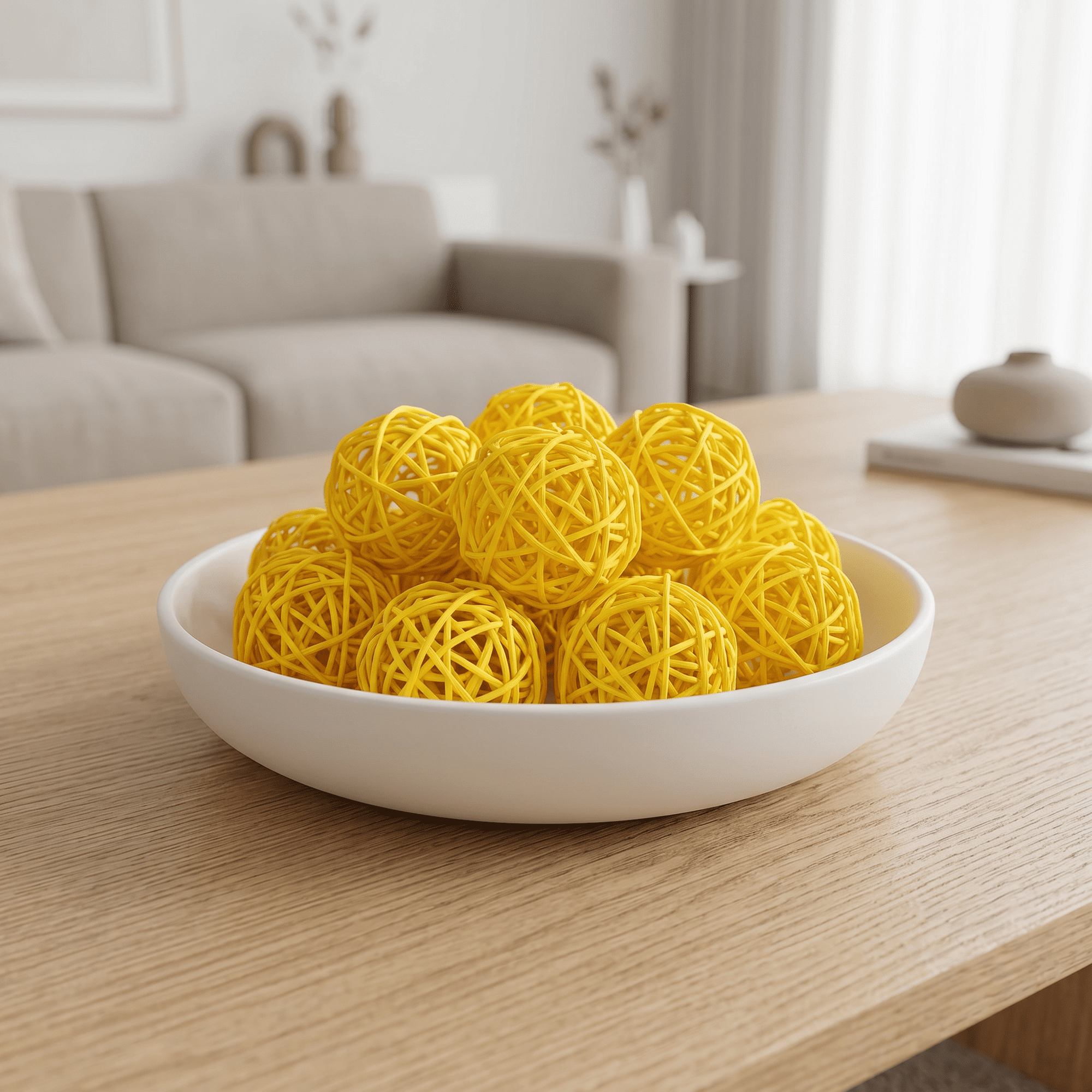 Unique Bargains 10Pcs Rattan Balls for Lights Wicker Spheres Orbs Yellow 2"x2"x2"