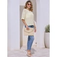 thumbnail image 2 of DARING DIVA Women's Crochet Hollow Out Knit Half Sleeve Top S Beige, 2 of 6
