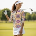 thumbnail image 4 of Uorisanigo Colorful Mandala Women's 3/4 Sleeve Athletic Golf Shirts Fashionable Comfortable Women's Dry-Fit Golf Polo Shirts Relaxed Tennis Tops Comfortable Outing Wear Size M, 4 of 7