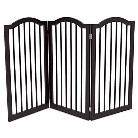 Internet's Best Pet Gate with Arched Top | 3 Panel | 36 Inch Tall Fence | Free Standing Folding Z Shape Indoor Doorway Hall Stairs Dog Puppy Gate | Fully Assembled | Espresso |