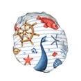 thumbnail image 2 of Kdxio Watercolor Nautical Print Shower Cap for Women,Elastic and Reusable,Double Waterproof Layers Bathing Hat, 2 of 9