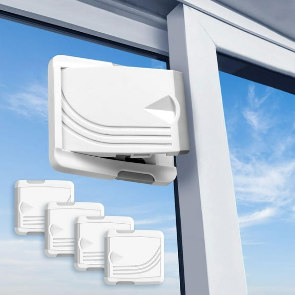 Window & Sliding Glass Door Locks  4-Pack Child-Proof Window Locks for Security & Safety  2-Button Unlocking Childproof Window Locks with 3M Adhesive Backing  Sliding Window Locks