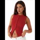 thumbnail image 3 of Chaleco de Mujer Sin Mangas, Cuello Redondo, Corte Ajustado, Acanalado, con Botones, Rojo, Talla L, 3 of 9