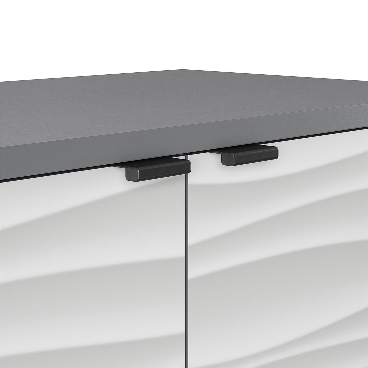 Ameriwood Home Monterey Two-Door Accent Cabinet, Faux Wave Pattern with Graphite