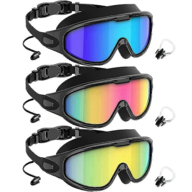 Goggles Swimming Adult Swim-goggles: Wide View With Uv400 Protection Anti Fog No Leak For Men And Women 3 Pack