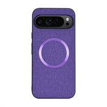 Dteck for Google Pixel 9 Pro XL Case, Compatible with MagSafe, Pixel 9 Pro XL Slim Fabric Back Soft TPU Bumper Hybrid Cover,Purple