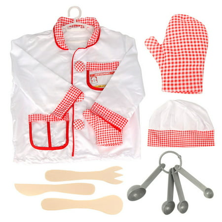 TopTie Children Chef Costumes, Cook Role Play Costume Set-Red-S