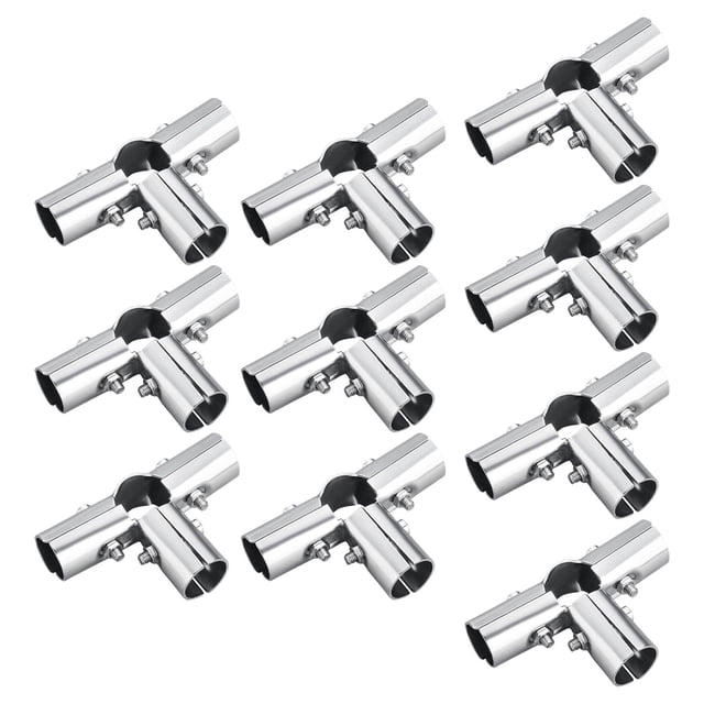 10 Piezas de Conector de Tubo, Conector de Montaje de Tubería, Tubo de 25 Mm de Diámetro, Plateado, Resistente para Muebles, Contenedores de Conexión Cinco conectores