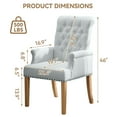 thumbnail image 6 of Fabric Upholstered Dining Chair with Arms, Tufted High Back Accent Coffee Armchair for Kitchen Dining Room Living Room, Sky Blue, 6 of 9