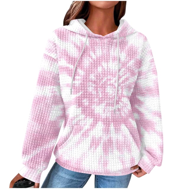 Économies d'Automne! srobpty Chandail en Molleton à Manches Longues pour Femmes, Chandails en Molleton Décontractés à Manches Longues Col Rond Blouse Unie avec Capuche et Poche Rose, P