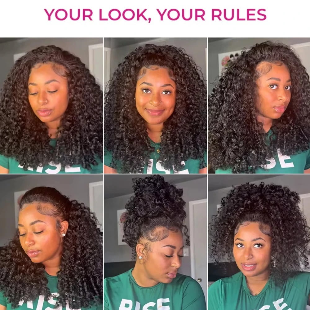 Curly 13x4 Hd Lace Front Human Hair Wig 250 Density Deep Wave for Women