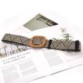 thumbnail image 3 of SWSMCLT Women's Elastic Braided Web Belt Flexible Braided Belt Square Plastic Buckle Raffia Straw Stretch Rattan Webbing Belt Bohemian Summer Fashion Beach Black Apricot One Size, 3 of 4
