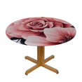 thumbnail image 3 of Autua Pink Flowers Round Tablecloth Stain-Resistant Washable Elastic Edge 31"-35, 3 of 8