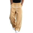 thumbnail image 2 of USNSM Men's Drawstring Elastic Waist Sports Pants Wide Leg Loose Trousers Soft Cozy Breathable Lightweight Casual Business Daily Wear Yellow M, 2 of 6