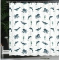 thumbnail image 3 of Ambesonne Marine Shower Curtain, Dolphin Whale Octopus Sea, 69"Wx84"L, Dark Navy Blue White, 3 of 4