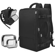 Rinlist Carry-on Backpack for Men Women, Black Travel Backpack Flight Approved, Anti Theft Casual Daypack, Weekender