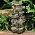thumbnail image 3 of 4-Tier Rock Water Fountain with LED Lights - Outdoor Water Fountains Cascading Floor Water Feature Art Decor for Garden, Pation, Deck, Porch, 3 of 5