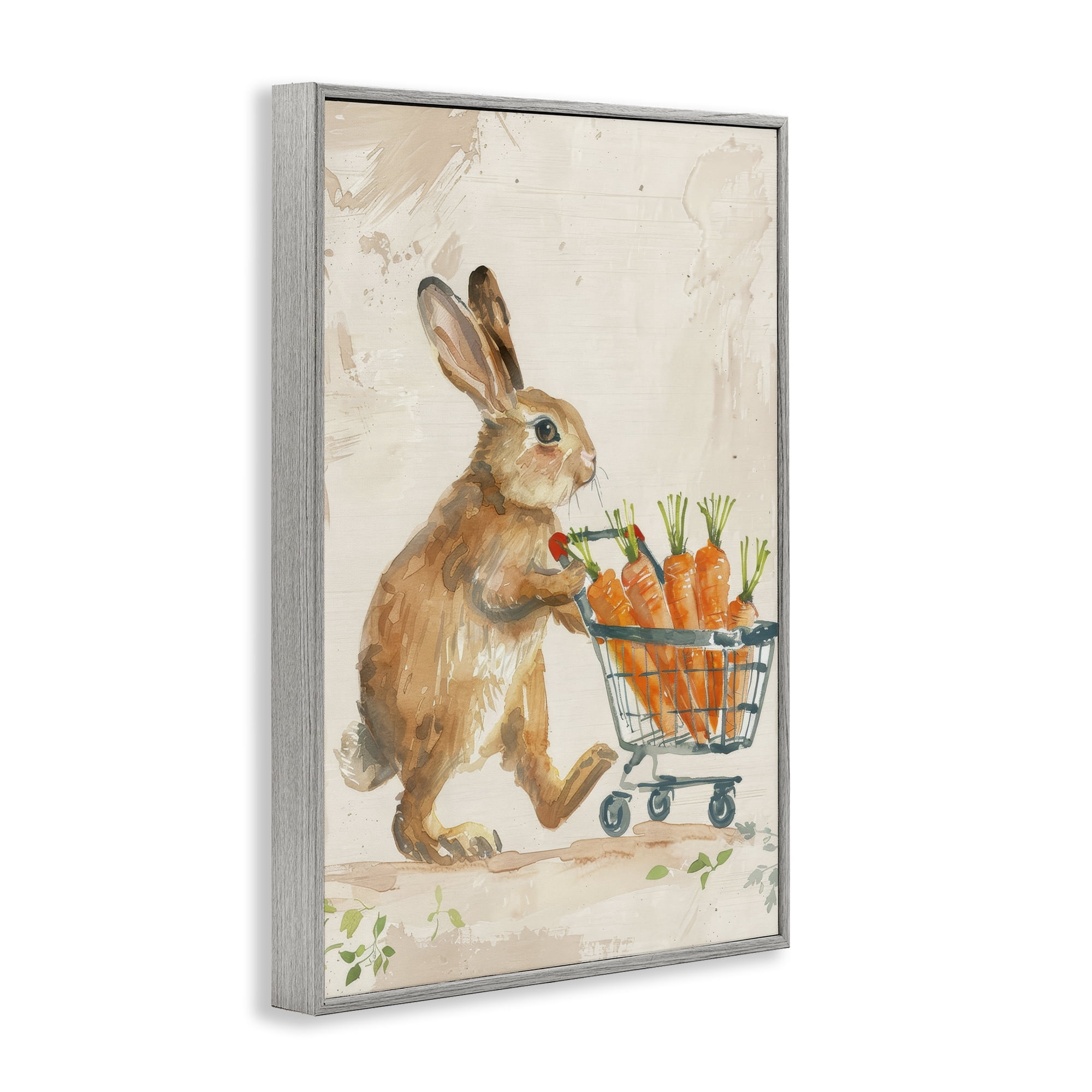 Carrot Connoisseur Rabbit Gray Framed Giclee Art, 16 x 24