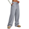 thumbnail image 4 of zbxnLI Women's Casual Sweatpants Elastic Waist Drawstring Wide Leg Pants Workout Running Athletic Track Pants, 4 of 9