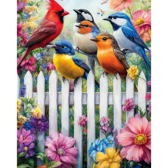 Paint by Numbers Kit for Adults-Five Birds on Fence- Beginners Acrylic Adult Paint by Number Kits on Canvas Digital Oil Number Painting Kits for Home Decor Gift 16"x20"-