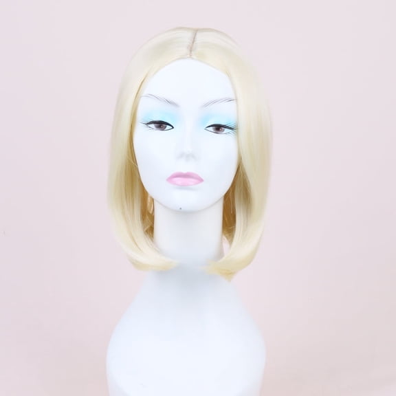 XmhyTop Shoulder-Length Straight Bob Wigs, Vibrant Multi-Color Synthetic Hair, Fashionable Cosplay & Party Wigs for & Women，Beige