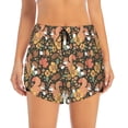 thumbnail image 4 of Lsque Squirrel Mushroom Yellow Flower Printed Women's Running Shorts with Liner Pockets,Elastic Quick Dry Workout Athletic Gym Yoga Shorts,Womens High Waist Shorts-Small, 4 of 9
