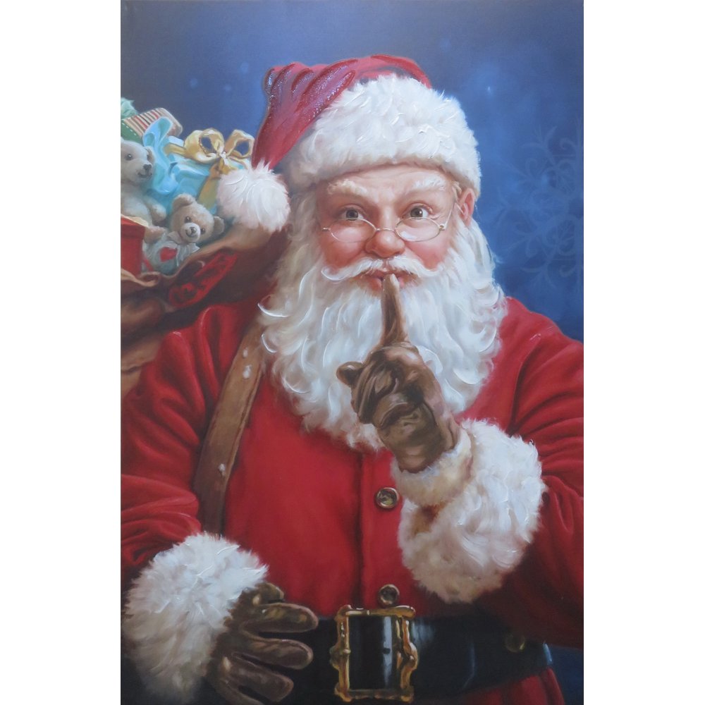 Holiday Time Santa Canvas Wall Art Ornament - Walmart.com - Walmart.com