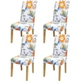 thumbnail image 2 of Dining Room Chair Covers Set of 4,Orange Flowers and Leaves Chair Slipcovers Polyester Washable Chair Covers Protector for Hotel Living Room Kitchen (Enjoy Life,4 Pack), 2 of 6