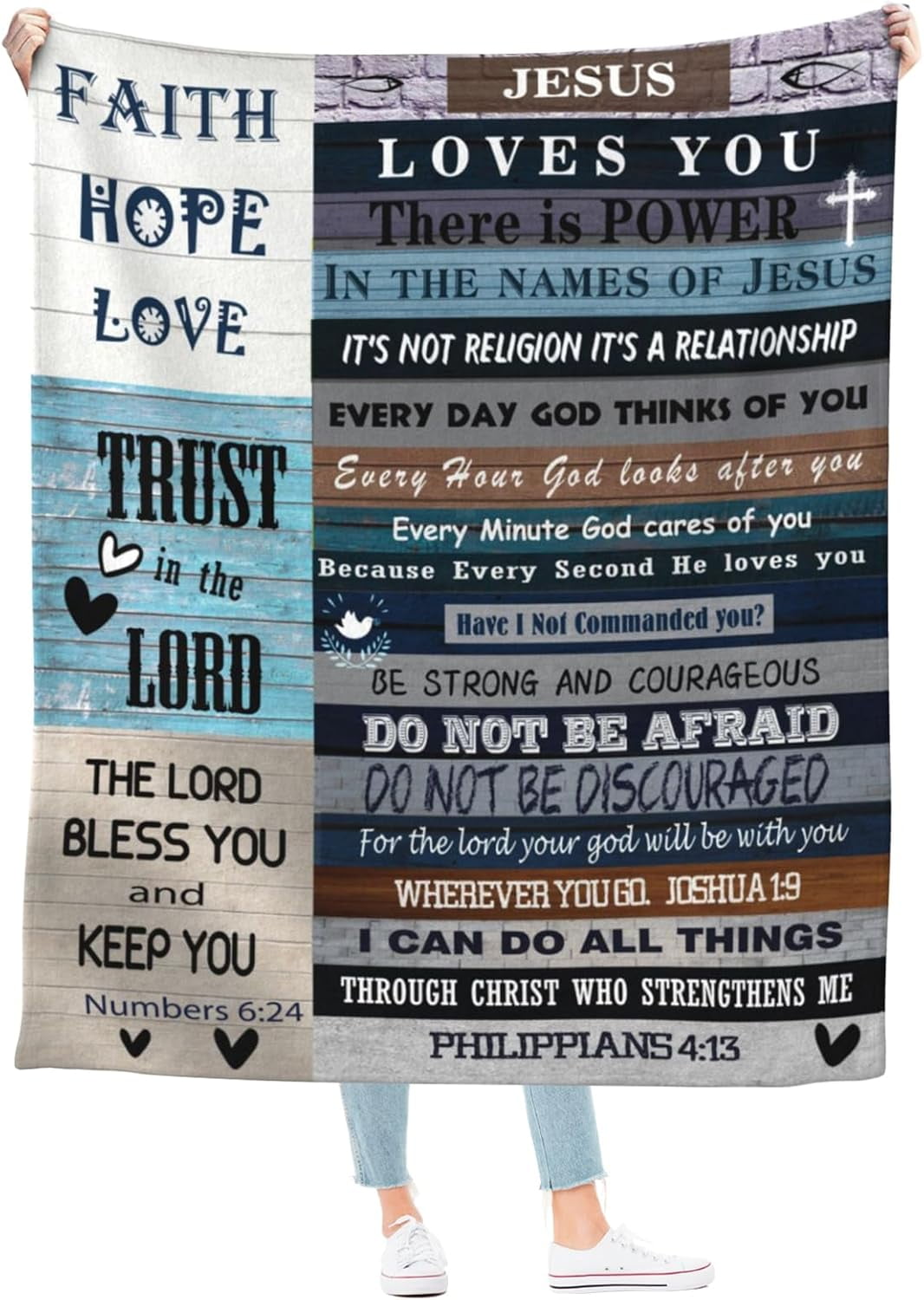 Christian Blanket Birthday Gifts for Women Men, Inspirational Scripture Throw Blanket with Bible Verse Religious Gifts (Navy, 60x80 inch, Navy Letter)