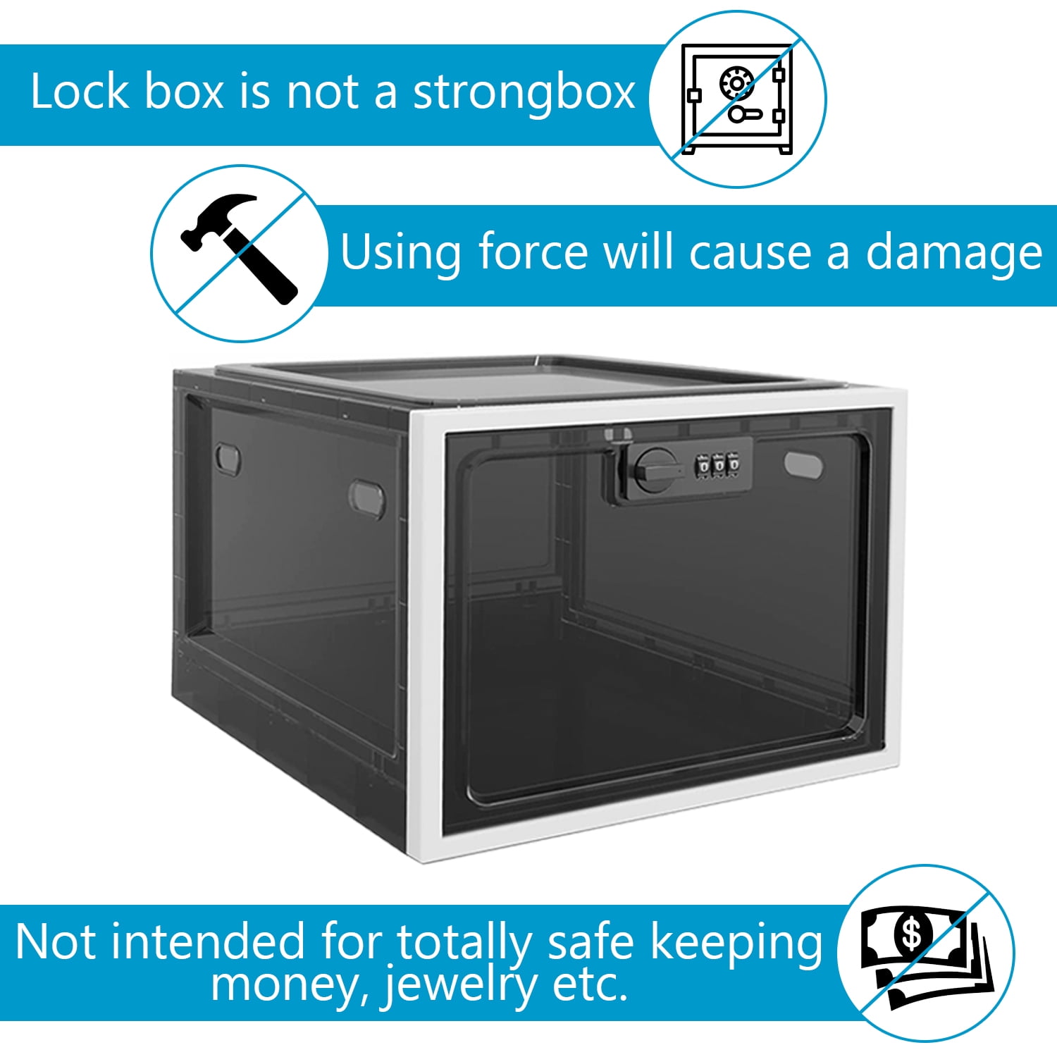 Habit Control Medicine Lock Box with Combination Lock, Large Medication Lock Box with Code, Locked Refrigerator Box for Food, Snack, Tablet Storage Locker, Cell Phone Jail Classroom, Family, Black