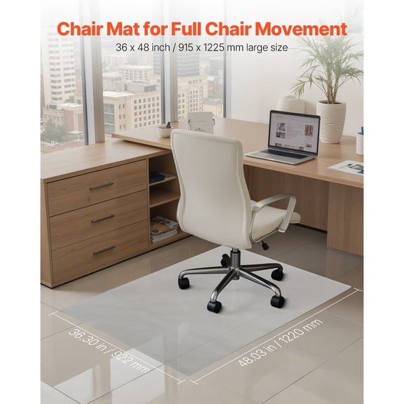 36x48 Hardwood Floor Chair Mat,Non-Slip Office Chair Mat for Hard Surfaces,Smooth Rolling Desk Mat for Home Office,Easy to Clean Rectangle Floor Protector