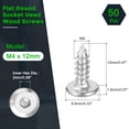 thumbnail image 2 of M4 x 12mm (50 Pack) Tête de Douille Plate Ronde en Acier Inoxydable 304 Vis en Bois, 2 of 7