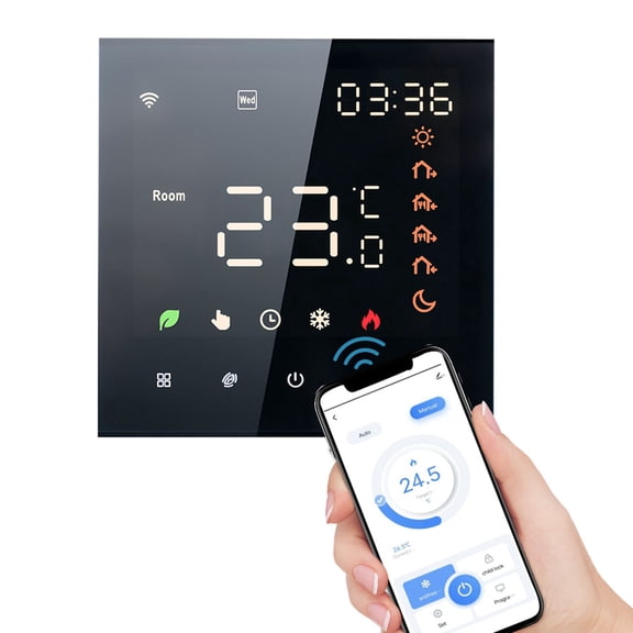 Kitchen & Dining Digital Smart Tuya WiFi Thermostat Voice Control 16A Digital Programmable LCD Display Touchscreen Underfloor Heating Temperature Controller Digital Intelligent Wall Thermostat for