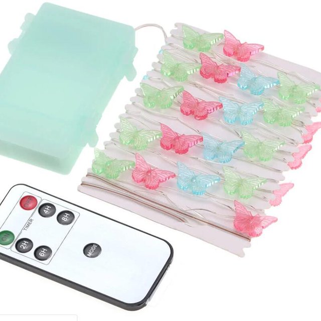 Cadena de Luces LED de Alambre de Cobre ENTASSER con Forma de Mariposa Control Remoto 12 Funciones y Caja de Batería