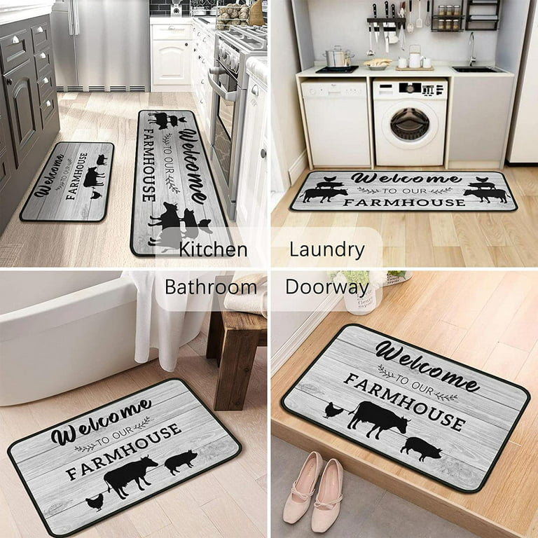 Cow Print Rugs for Kitchen Floor, Farmhouse Kitchen Mats Cushioned Anti  Fatigue 2 Piece Set, Memory Foam Kitchen Mat Set of 2 and Kitchen Runner Rug  Washable for Home Kitchen Decor 17x30+17x47 