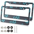 thumbnail image 2 of GZHJMY Star License Plate Frames 2pcs, Waterproof Aluminum Alloy Front Rear Tag Car License Plate Cover with Screw Cap Set for US Vehicles, 12 x 6 Inch, 2 of 7