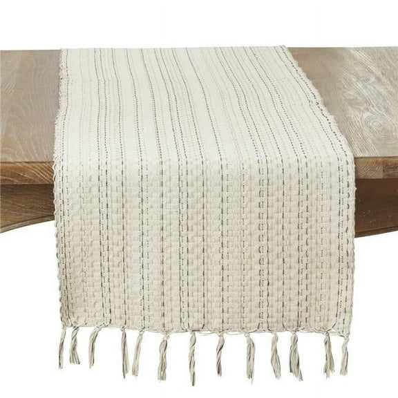Saro Lifestyle Tassel Trimmed Stripe Table Runner - 16"x72"
