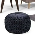 thumbnail image 2 of Simpli Home Renee Pouf Rond Bohème en Tissu de Velours Bleu Marine, 2 of 6