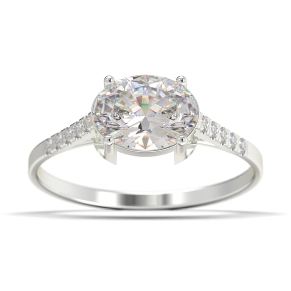 Dazzling Minimalist Art Deco 1.50 Carat Oval Cut Diamond Moissanite Unique Engagement Ring, Wedding Ring in 10k Solid White Gold, Gift For Woman, Promise Ring, Anniversary Gift