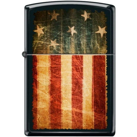 Zippo Lighter- Abstract Flag American Patriotic Black Matte Lighter #Z5039
