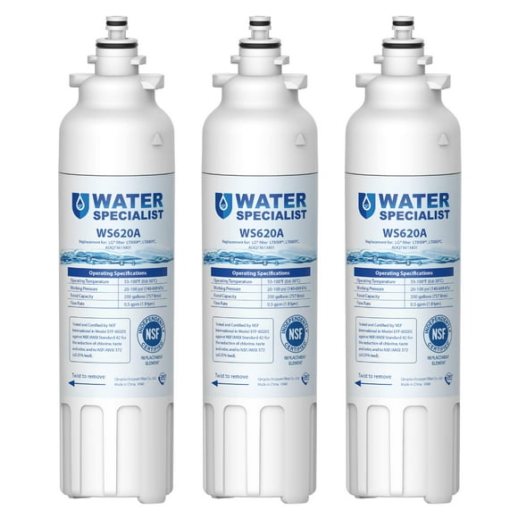 Waterspecialist Filtre à Eau pour Réfrigérateur, Remplacement pour LG LT800P, ADQ73613408, ADQ73613402, ADQ75795104, Kenmore 9490, LSXS26326S, LMXC23746S, WF-LT800P, 46-9490 (Lot de 3)